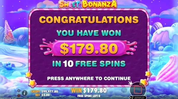 Sweet Bonanza free spins round with multipliers and tumble mechanic